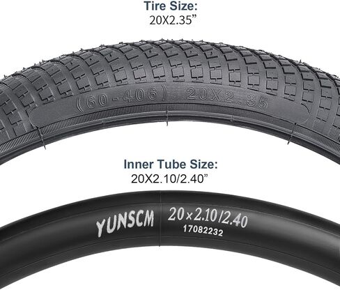 YUNSCM 2-PCS 20" Bike Tires 20x2.35/60-406 and 20" Bike Tubes Schrader Valve with 2 Rim Strips Compatible with Road Bike 20x2.30 20 x 2.35 Bicycle Tires and Tubes (Y-1225) in Saudi Arabia