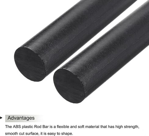 MECCANIXITY ABS Plastic Rod Round Solid Bar 10 mm x 200 mm Black for DIY Model Material, Architectural Model Making, DIY Sand Table, Pack of 4 Pcs in Kuwait