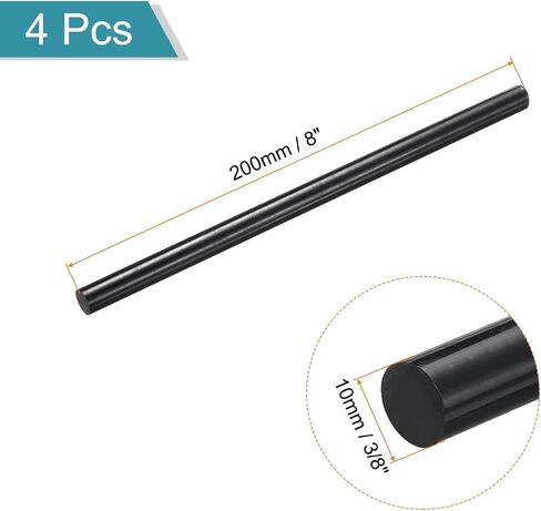 MECCANIXITY ABS Plastic Rod Round Solid Bar 10 mm x 200 mm Black for DIY Model Material, Architectural Model Making, DIY Sand Table, Pack of 4 Pcs in Kuwait