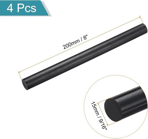 MECCANIXITY ABS Plastic Rod Round Solid Bar 10 mm x 200 mm Black for DIY Model Material, Architectural Model Making, DIY Sand Table, Pack of 4 Pcs in Kuwait