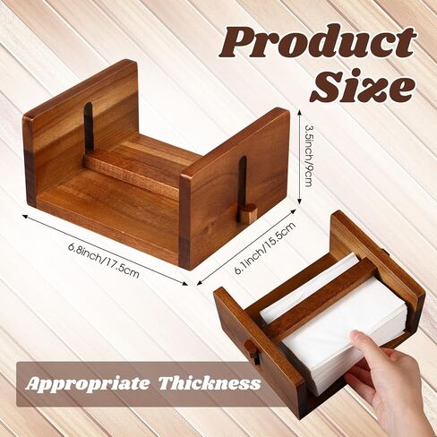 Geelin 2 Pcs Napkin Holder for Table Acacia Wood Napkin Holders with Center Bar 6.75 x 6 x 3.5 Inch Paper Napkin Holder for Home Dining Room Decor Napkin Dispenser for Indoor & Outdoor Use in Saudi Arabia