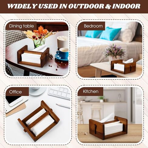 Geelin 2 Pcs Napkin Holder for Table Acacia Wood Napkin Holders with Center Bar 6.75 x 6 x 3.5 Inch Paper Napkin Holder for Home Dining Room Decor Napkin Dispenser for Indoor & Outdoor Use in Saudi Arabia
