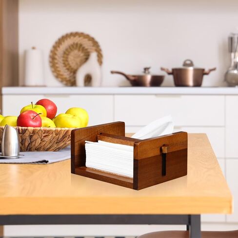 Geelin 2 Pcs Napkin Holder for Table Acacia Wood Napkin Holders with Center Bar 6.75 x 6 x 3.5 Inch Paper Napkin Holder for Home Dining Room Decor Napkin Dispenser for Indoor & Outdoor Use in Saudi Arabia