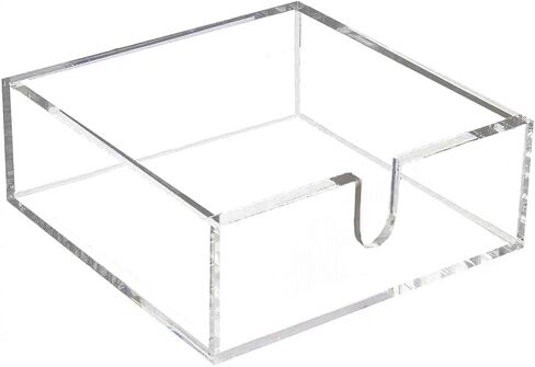 Cocktail Napkin Holder, Acrylic Napkin Caddy for Table, Square Napkin Dispenser for Bar, Kitchen, Party, Dinner, 5.5x5.5x2" (White) in Saudi Arabia