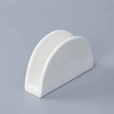 DECHOUS White Napkin Holder Ceramic: Dining Table Porcelain White Paper Napkin Holder - Small Modern Tissue Dispenser Home, Kitchen, Restaurant, Café, Cocktail or Luncheon in Saudi Arabia