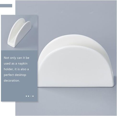 DECHOUS White Napkin Holder Ceramic: Dining Table Porcelain White Paper Napkin Holder - Small Modern Tissue Dispenser Home, Kitchen, Restaurant, Café, Cocktail or Luncheon in Saudi Arabia