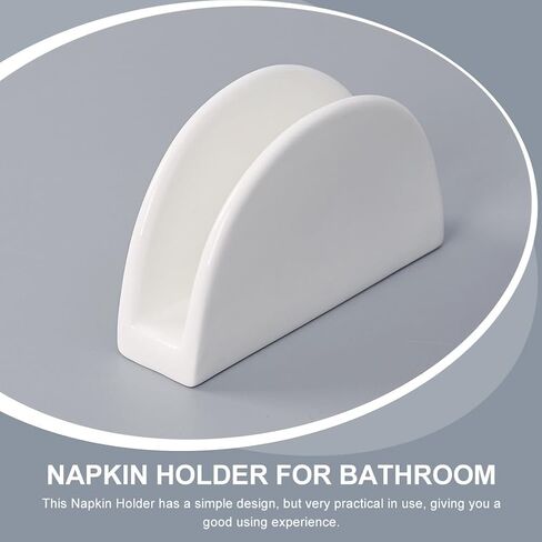 DECHOUS White Napkin Holder Ceramic: Dining Table Porcelain White Paper Napkin Holder - Small Modern Tissue Dispenser Home, Kitchen, Restaurant, Café, Cocktail or Luncheon in Saudi Arabia