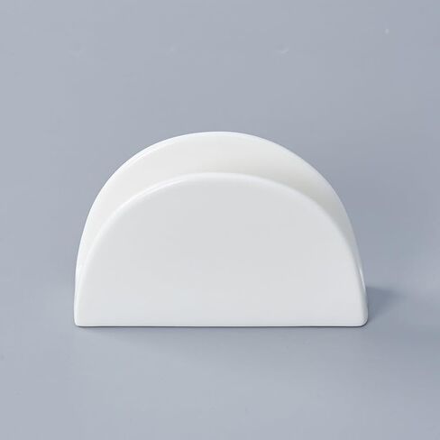 DECHOUS White Napkin Holder Ceramic: Dining Table Porcelain White Paper Napkin Holder - Small Modern Tissue Dispenser Home, Kitchen, Restaurant, Café, Cocktail or Luncheon in Saudi Arabia