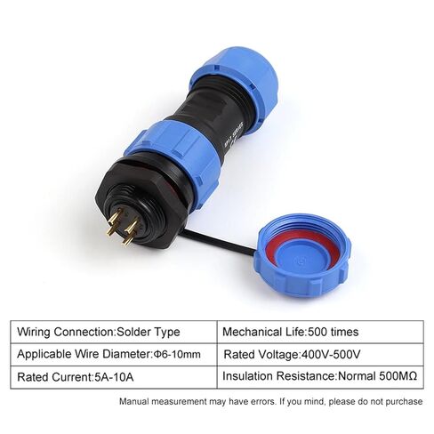 SP17 IP68 Aviation Connector Male/Female Socket 2/3/4/5/7/9/10 Pin Cable Wire Connectors 1Pcs(Flange Type,1 Set_3P) in Kuwait