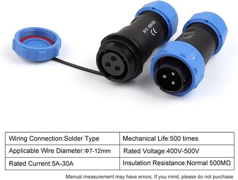 SP21 Aviation Socket IP68 Cable Wire Connectors 2/3/4/5/7/9/12 Pin 1Pcs(Docking Type,1 Set_7P) in Saudi Arabia