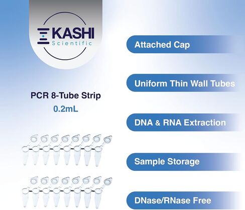شريط PCR 8 أنبوب ، بولي بروبيلين واضح مع أغطية مسطحة - 125 شرائط/صندوق (.2ml ، غطاء مرفق) in Kuwait