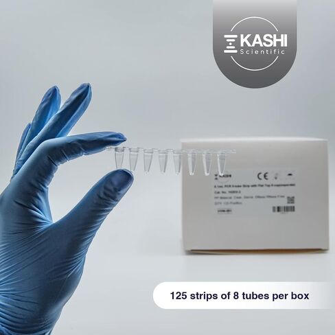 شريط PCR 8 أنبوب ، بولي بروبيلين واضح مع أغطية مسطحة - 125 شرائط/صندوق (.2ml ، غطاء مرفق) in Kuwait