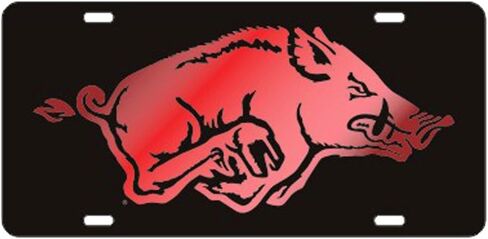 Craftique Arkansas Razorbacks أسود ث/شعار أحمر لوحة ترخيص Laser Laser in Saudi Arabia