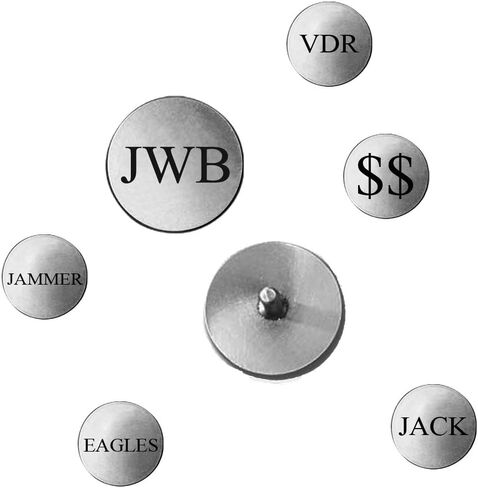 Indiana Metal Craft Set of 3 Laser Engraved Personalized 3/4 inches Nickel Silver Golf Ball Markers with Post, Made in USA in Saudi Arabia