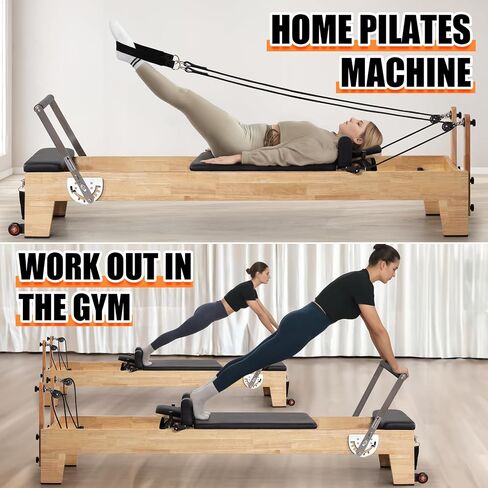 Pilates Reformer Machine, Wood Pilates Machine Bed Yoga Exercise Strength Training Equipment for Home Workout in Saudi Arabia
