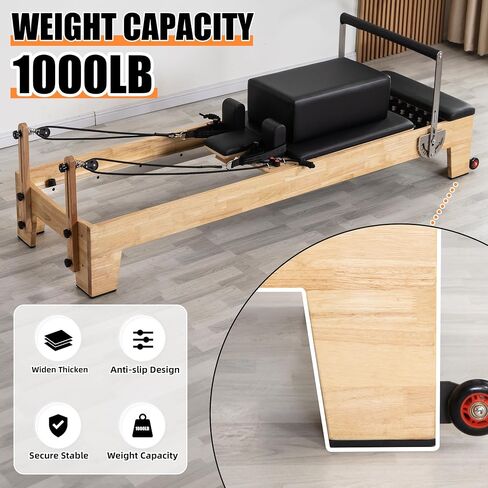 Pilates Reformer Machine, Wood Pilates Machine Bed Yoga Exercise Strength Training Equipment for Home Workout in Saudi Arabia