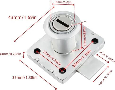 of Furniture Lock Locks Suitable for Bedside Tables, Wardrobes Drawers Hardware Accessory 2/4Pcs(4sets) in Saudi Arabia