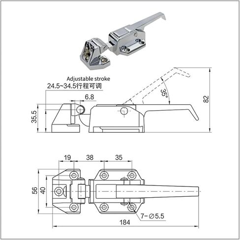 Adjustable Door Handle Oven Steam Cabinet Freezer Industrial Equipment Lock 1Pcs(PL021 PL021-2K) in Saudi Arabia