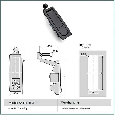 XK141 Portable Murties Interior Security Door Door Lock Lock Lock Plant Plane 1PCS (XK141-35BS) in Saudi Arabia