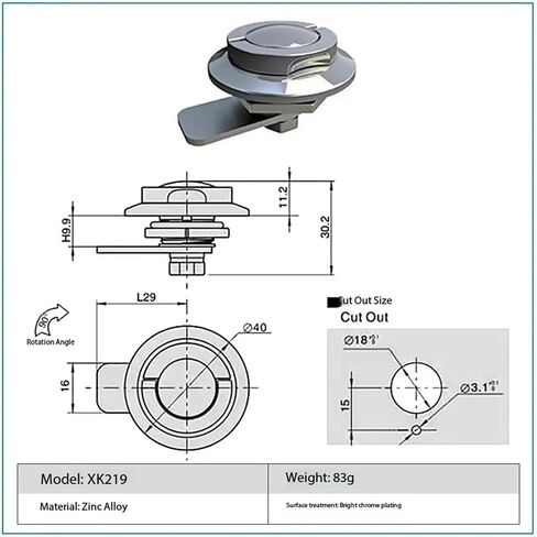 XK219 Zinc Alloy Press Type Folding Handle Cylinder Lock for Tongue Mailbox Cabinet 1Pcs in Saudi Arabia