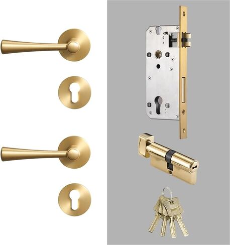 قفل الباب النحاسي قفل غرفة نوم interiror حمام مزدوج خشب رافعة وهمية مقبض 1pcs (رمادي وهمية) in Kuwait