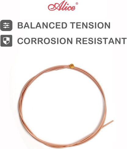 Alice Acoustic Guitar Strings Set - 6-String for Beginner, Briliant Steel Copper Alloy in Phosphor Bronze Color, 1 Pack (A206 Super Light) in Saudi Arabia