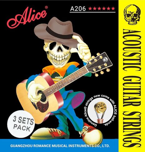Alice Acoustic Guitar Strings Set - 6-String for Beginner, Briliant Steel Copper Alloy in Phosphor Bronze Color, 1 Pack (A206 Super Light) in Saudi Arabia
