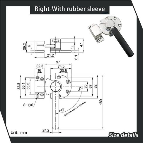 304 Stainless Steel Machinery Vehicle Door Handle Lock Cabinet Rotating Tightly Sealed 1Pcs(with Rubber Sleeve-L) in Saudi Arabia