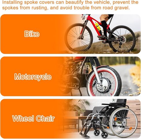 HARFINGTON 72pcs Spoke Skins Covers 0.2" Plastic Universal Dirt Bike Spoke Skin Wraps Bicycle Motorcycle Cycling Wheel Decoration Protector Spokes for 8"-21" Rims, Fluorescent Green in Saudi Arabia