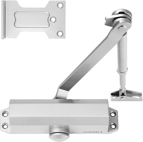 SOPHIA Automatic Door Closer with Hold Open, Door Closer for Home Size 3 DK500, 3H Fire-Rated Hydraulic Door Closers Commercial & Life Size Fitting Template, UL Listed, ANSI Grade 3, Silver in Saudi Arabia