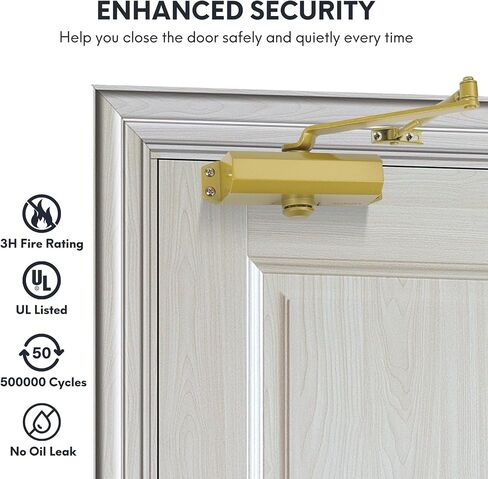 SOPHIA Automatic Door Closer with Hold Open, Door Closer for Home Size 3 DK500, 3H Fire-Rated Hydraulic Door Closers Commercial & Life Size Fitting Template, UL Listed, ANSI Grade 3, Silver in Saudi Arabia
