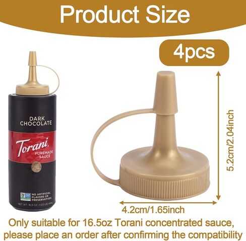 4pcs Sauce Syrup Coffee Dispenser Caps Compatible Only with 16.5oz Torani Flavor Concentrated Sauce Bottles, BPA-Free Plastic Pump Extended Nozzle Leak-Proof Replacement Lid for Easy Pouring in Saudi Arabia