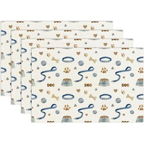 Green Leaf Placemats Set of 4, Blue Bow Table Mat for Home Kitchen, Restaurants, Outdoor Linen Washable Place Mats 12x18 inch Party Event Dining Decoration-01 in Kuwait