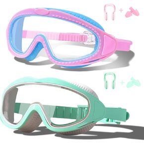 2 Pack Kids Swim Goggles for 3-15 - HD Children's Large Frame Anti-Fog Pool Swimming Goggles for Boys Girls Toddler in Saudi Arabia