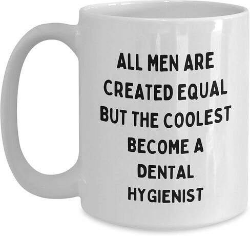 هدايا صحة الأسنان مضحكة مضحكة القهوة البيضاء ، يتم إنشاء جميع الرجال على قدم المساواة ، لكن أروع يصبح هدايا صحة الأسنان لأخصائيي صحة الأسنان من عائلة الأصدقاء عيد ميلاد فريدة من نوعها in Kuwait