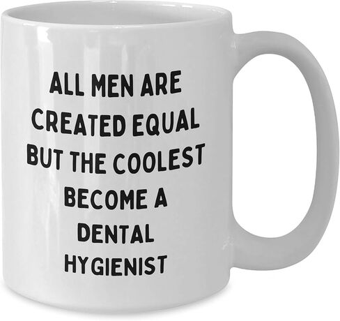 هدايا صحة الأسنان مضحكة مضحكة القهوة البيضاء ، يتم إنشاء جميع الرجال على قدم المساواة ، لكن أروع يصبح هدايا صحة الأسنان لأخصائيي صحة الأسنان من عائلة الأصدقاء عيد ميلاد فريدة من نوعها in Kuwait