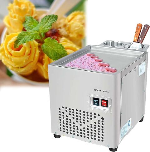 Commercial Fried Ice Cream Roll Machine,Stainless Steel Fried Ice Cream Roll Machine with Single Square Pan in Saudi Arabia