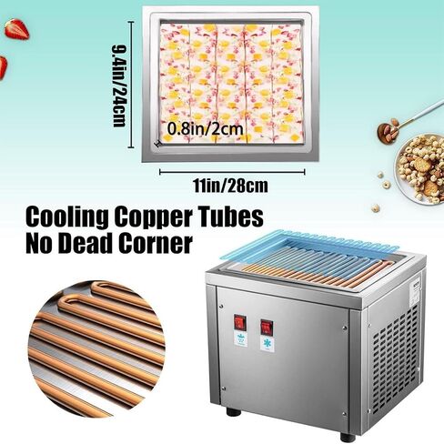 Commercial Fried Ice Cream Roll Machine,Stainless Steel Fried Ice Cream Roll Machine with Single Square Pan in Saudi Arabia