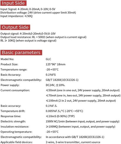 DC24V Analog Signal Isolator 0-75mV 0-10V 0-5V to 4-20mA 0-10V 0-5V Signal Isolator 1 in 1 Out 1 in 2 Out Signal Converter(0-20MA_Output 0-20MA) in Kuwait