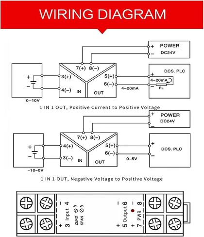 1PCS 1 في 1 Out DC Voltage 0-500V إلى 0-10V 4-20MA 0-5V عزل إشارة 0-75MV 0-60MV 20-4MA (الإخراج 0-75MV) in Saudi Arabia