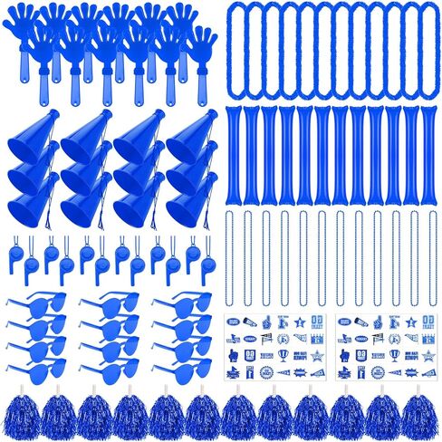 Soulchen 180 Pcs Team Spirit Accessories Noise Makers Day Kit,Red | For Sporting Events Games, Whistles Clappers Megaphones Thunder Sticks Pom Poms Beads Wristbands Stickers, Cheerleading in Saudi Arabia