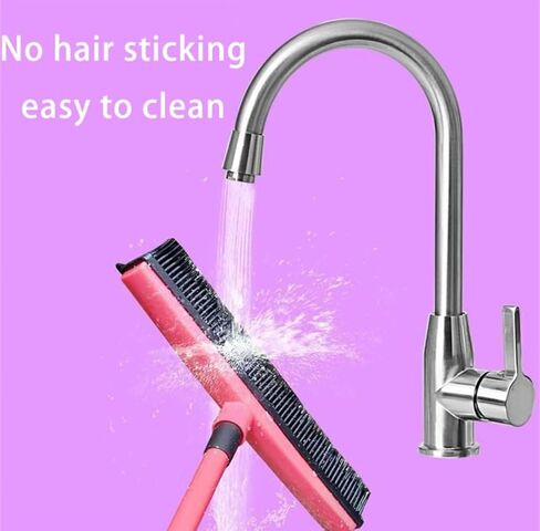 Pet Hair Removal Broom Cleaning Tools Carpet Take with -18" Adjustable Long Handle Dog Hair Removal Tools Carpet Scraper Reused Red in Saudi Arabia