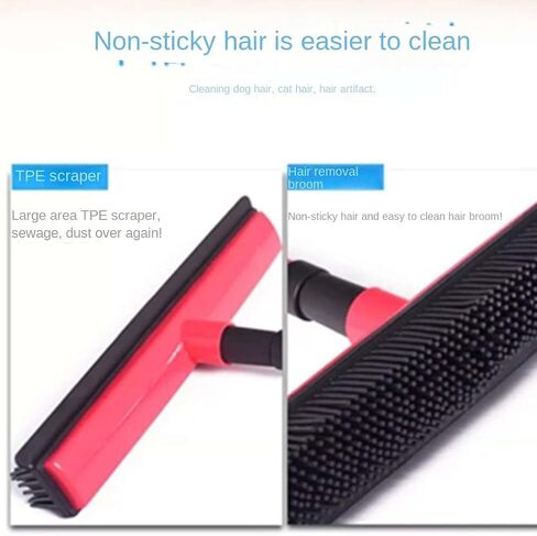 Pet Hair Removal Broom Cleaning Tools Carpet Take with -18" Adjustable Long Handle Dog Hair Removal Tools Carpet Scraper Reused Red in Saudi Arabia