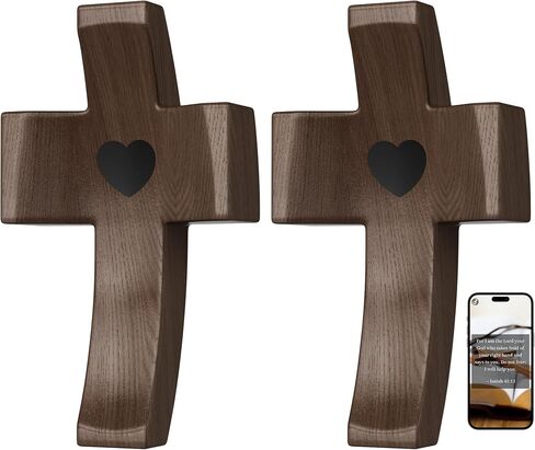 Walnut Wooden Cross Fidget - Touch to Read Bible Verse عبر الهاتف - جيب الصليب للمسيحيين ، الصلبان الخشبية الصغيرة للمعمودية ، التأكيد ، عيد الفصح ، عيد الميلاد in Kuwait
