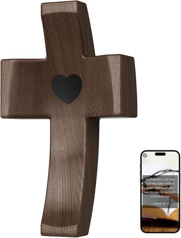 Walnut Wooden Cross Fidget - Touch to Read Bible Verse عبر الهاتف - جيب الصليب للمسيحيين ، الصلبان الخشبية الصغيرة للمعمودية ، التأكيد ، عيد الفصح ، عيد الميلاد in Saudi Arabia
