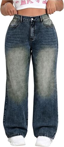 Soly Hux Women's Plus Size High Pherened Denim Pants Strained Leg Legas in Saudi Arabia