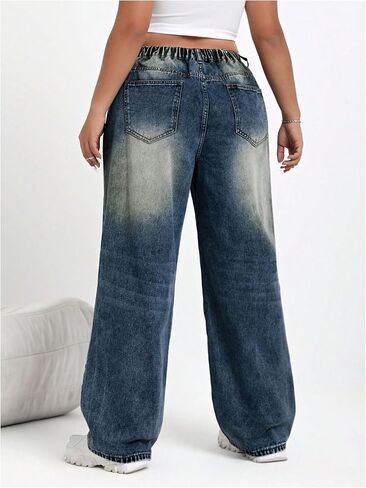 Soly Hux Women's Plus Size High Pherened Denim Pants Strained Leg Legas in Saudi Arabia