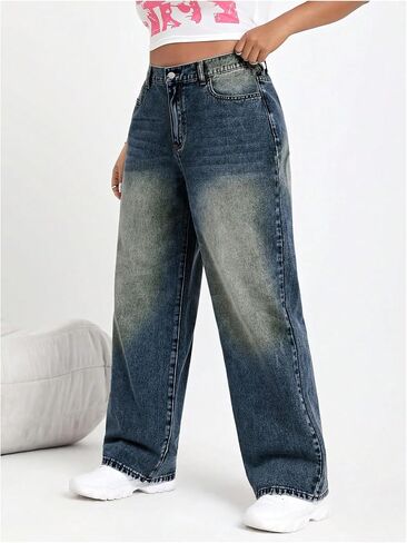 Soly Hux Women's Plus Size High Pherened Denim Pants Strained Leg Legas in Saudi Arabia