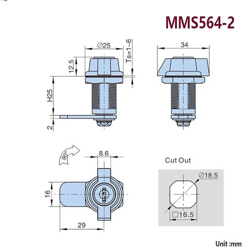 Handle Cabinet Cam Lock for Storage-Box Jewelry Case Mail Box Electronic File Cabinet MS564 1Pcs(MMS564-3) in Saudi Arabia