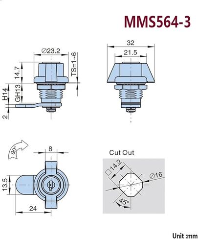 Handle Cabinet Cam Lock for Storage-Box Jewelry Case Mail Box Electronic File Cabinet MS564 1Pcs(MMS564-3) in Saudi Arabia